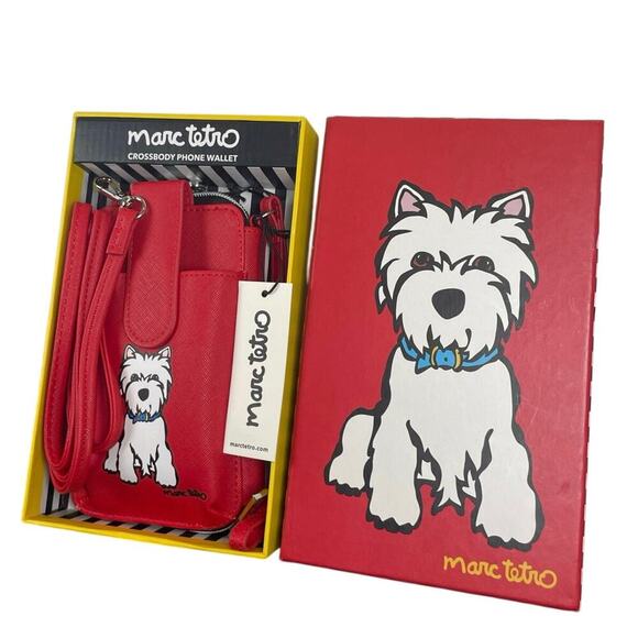 MARC TETRO PHONE CROSSBODY WRISTLET WESTIE RED WHITE TERRIER KAWAII COMES W BOX - Picture 2 of 16